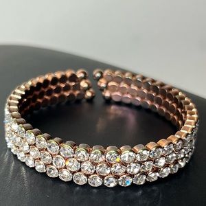 Rose Gold Crystal Open Cuff Bangle Bracelet o/s
